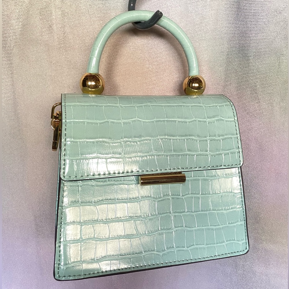 ALDO Triewiel mini top handle bag (blue croc)